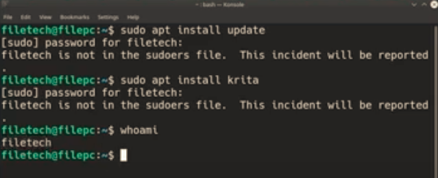 solucionar user is not in the sudoers file