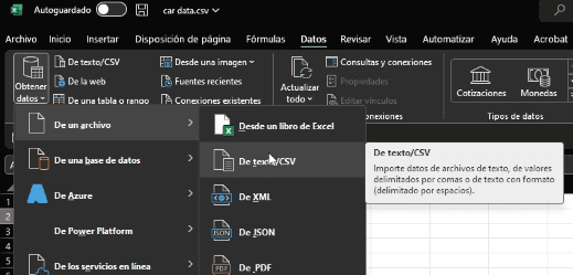 Herramienta excel obtener datos