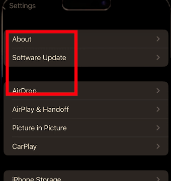 imposible buscar actualización en iPhone