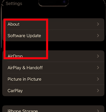 impossible to check for update on iPhone