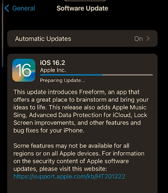 impossible to search for update update iphone